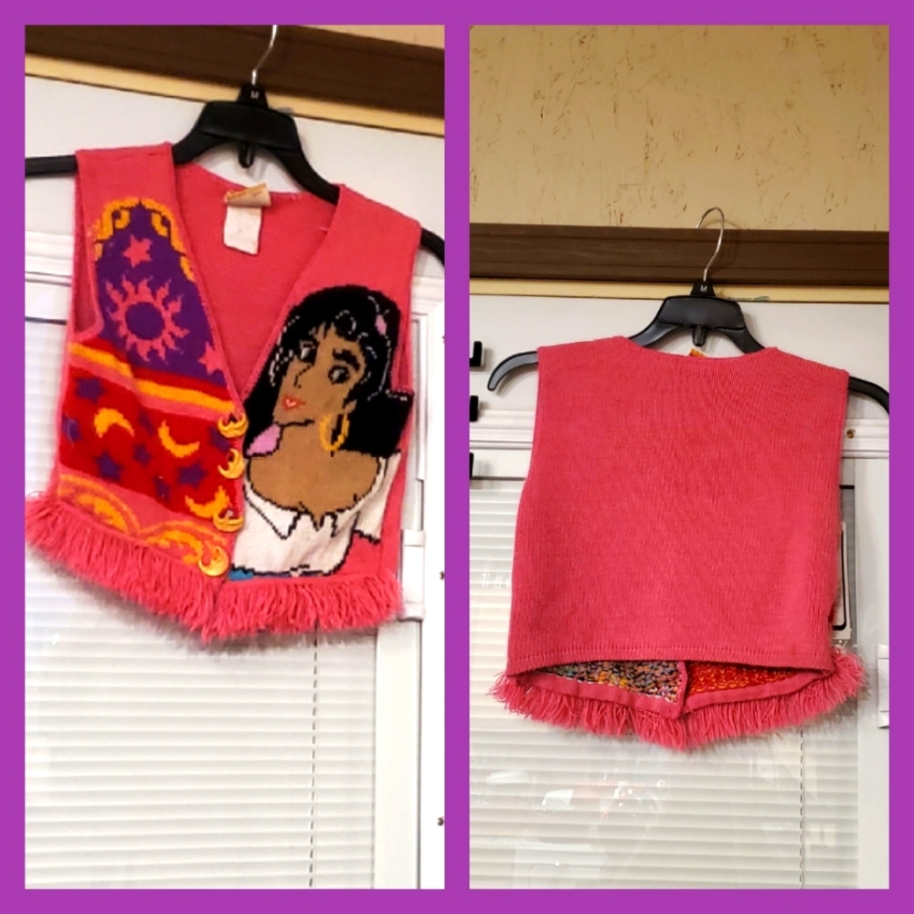 *Vntg* DISNEY sz 6 fringed sweater vest